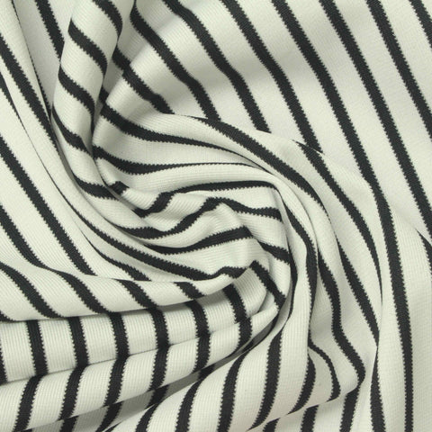 Black Vertical-Stripe Warp Knit, Polyester, 150 gsm, 155 cm