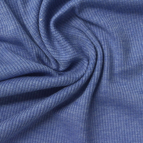 Blue Heather Rib Knit, Poly-Viscose