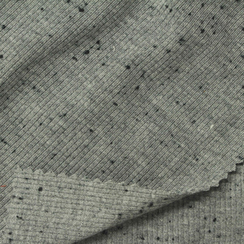 Grey Marl Rib Knit, Polyester, 374 gsm