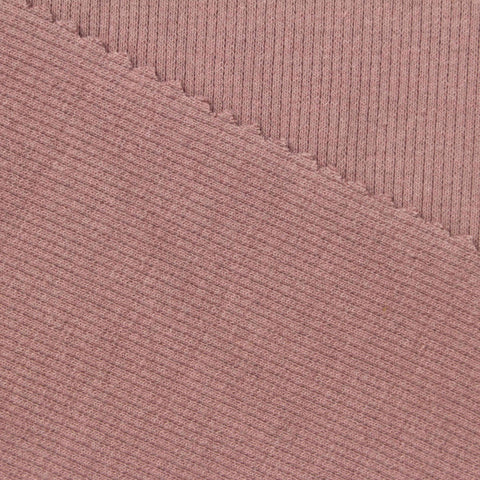Dusty Rose Rib Knit, Cotton-Poly