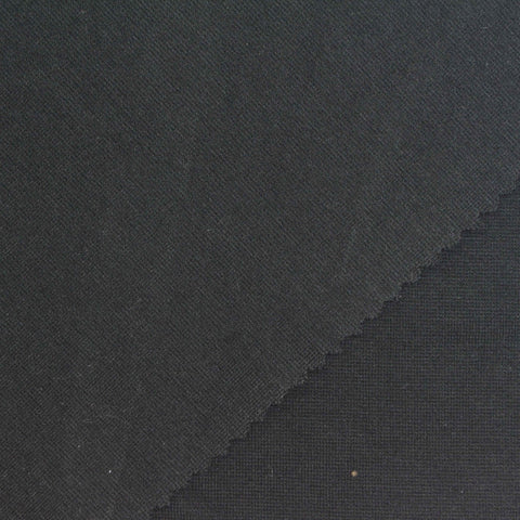 Cotton Polyester Stretch Ponte Knit Fabric, 350 gsm, 170 cm — Black