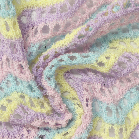 Pastel Pink Stripes Pointelle Knit, Polyester