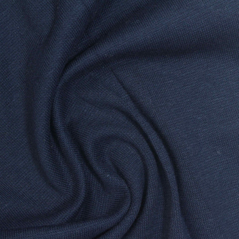 Dark Navy Rib Knit, Cotton-Poly