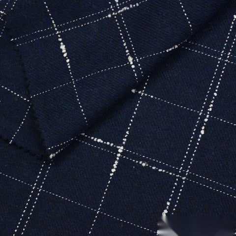 Navy Check Woven, Wool-Nylon