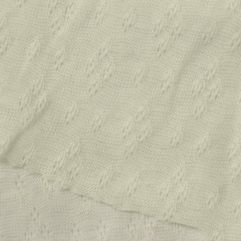 Cream Tone-on-Tone Pointelle Knit, Poly-Cotton, 80 gsm