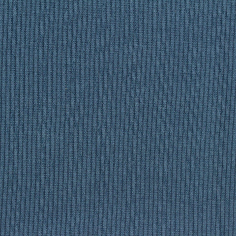 Polyester Cotton Stretch Rib Knit Fabric, 300 gsm, 150 cm — Blue