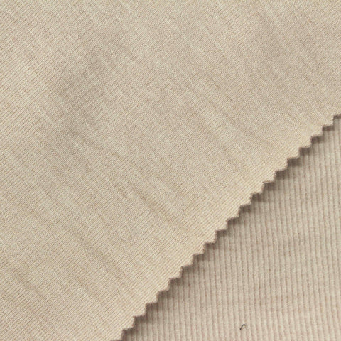 Polyester Viscose Stretch Rib Knit Fabric, 400 gsm, 165 cm — Beige