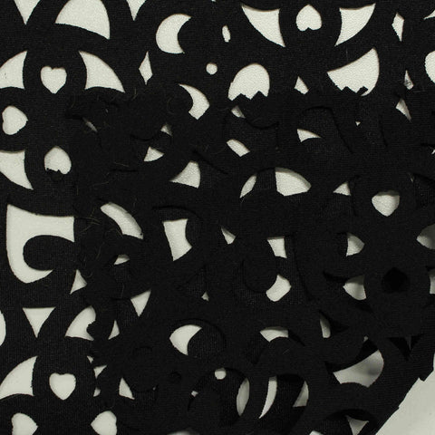 Black Floral Scuba Knit, Polyester, 200 gsm