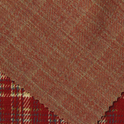 Red Plaid Interlock Knit, Poly-Viscose, 375 gsm