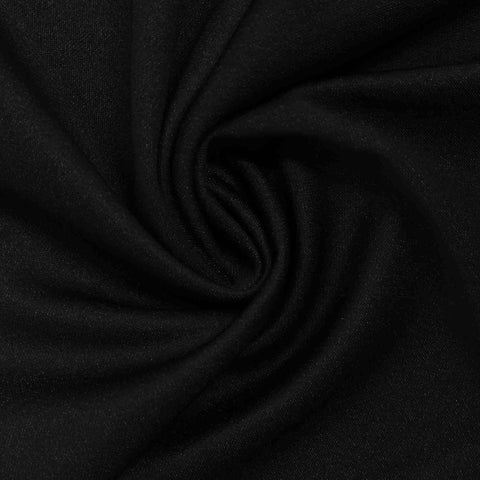 Yarn-Dyed Polyester Stretch Linen-Look Fabric, 260 gsm, 168 cm — Black