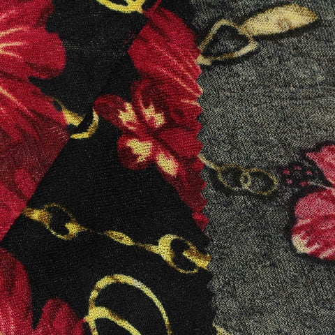 Red Flowers Jacquard, Polyester