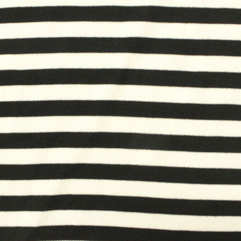 Black Horizontal-Stripe Rib Knit, Viscose, 172 gsm