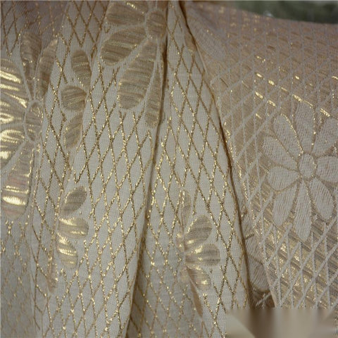 Gold Floral Jacquard, Poly-Viscose