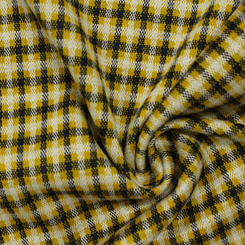 Black Check Interlock Knit, Poly-Viscose, 290 gsm