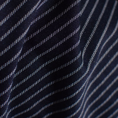 White Vertical-Stripe Interlock Knit, Nylon-Viscose