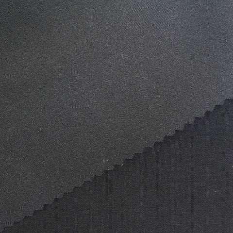 Polyester Viscose Stretch Scuba Knit Fabric, 310 gsm, 162 cm — Black