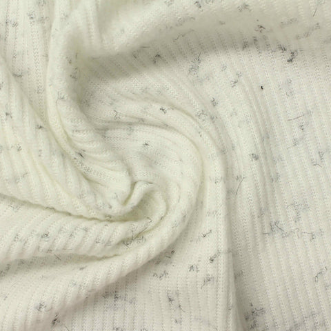 Light Cream Flecks Rib Knit, Poly-Viscose