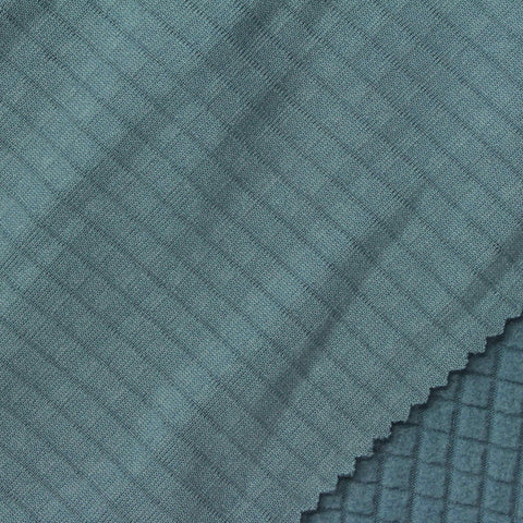 Teal Tone-on-Tone Grid Fleece, Polyester
