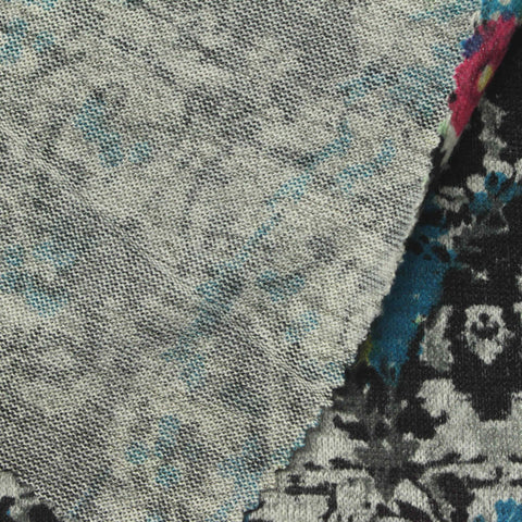 Black Abstract Chunky Knit, Polyester, 205 gsm