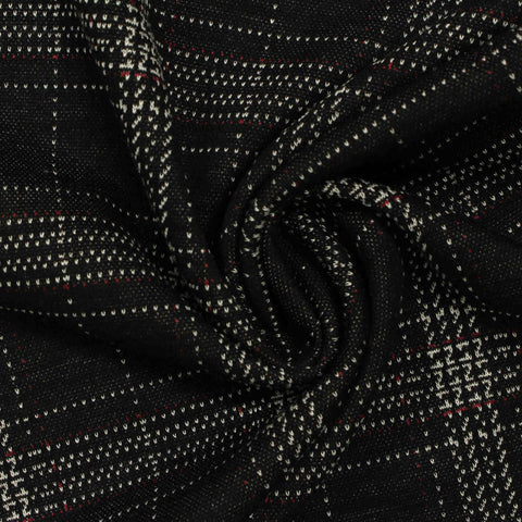 Black Plaid Jacquard, Poly-Viscose, 285 gsm