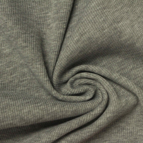 Heather Grey Marl Rib Knit, Polyester, 300 gsm
