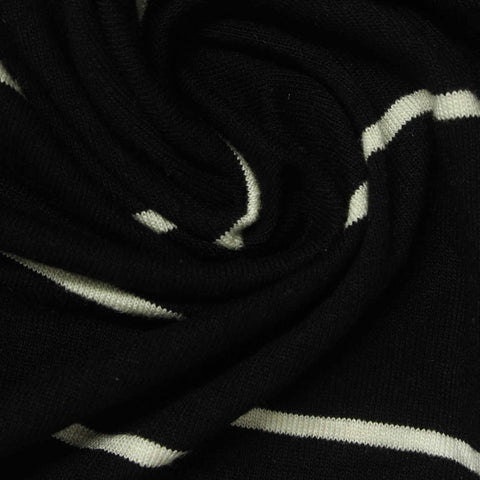 White Horizontal-Stripe Knit, Viscose, 170 gsm