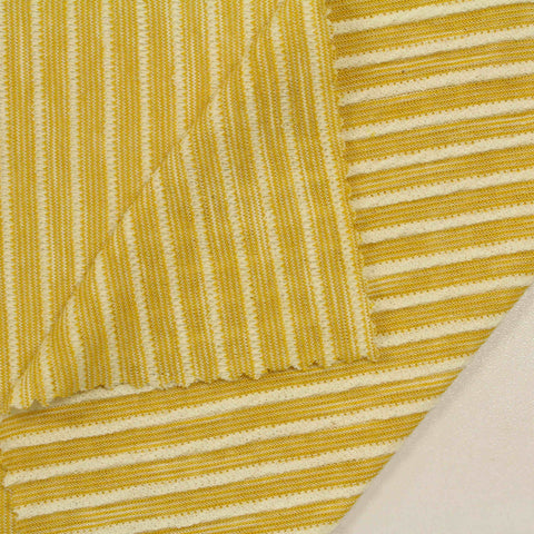 Yellow Stripe Jersey Knit, Cotton-Poly