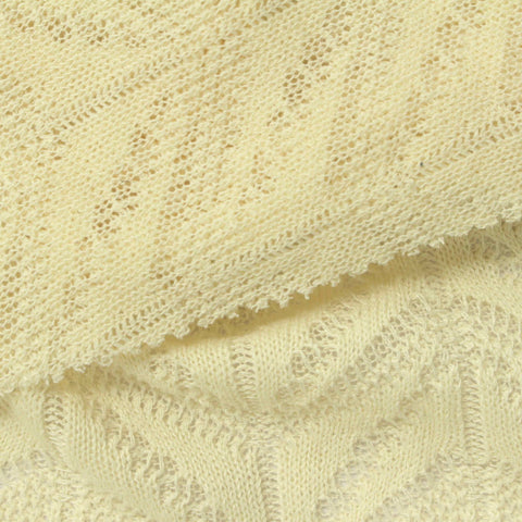 Cream Openwork-Leaf Pointelle Knit, Polyester