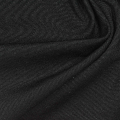 Viscose Nylon Stretch Ponte Knit Fabric, 210 gsm, 160 cm — Black, ref EF-258459