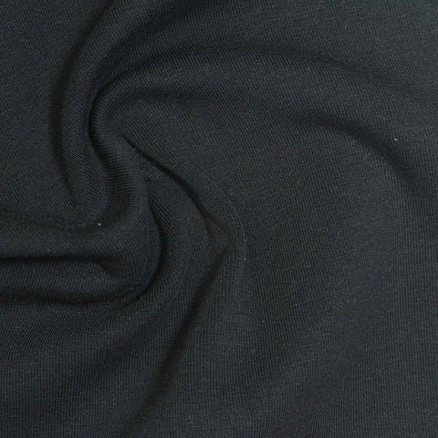 Cotton Polyester Stretch Scuba Knit Fabric, 380 gsm, 165 cm — Black
