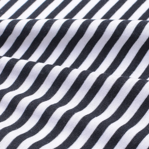 Black Horizontal-Stripe Jersey Knit, Viscose-Cotton