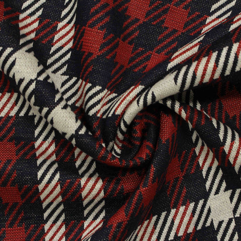 Navy Plaid Jacquard, Poly-Viscose, 260 gsm, 164 cm