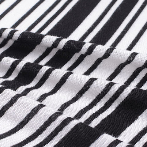 Black Horizontal-Stripe Jersey Knit, Viscose, 130 gsm, 155 cm