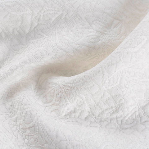 White Tone-on-Tone Floral Jacquard, Poly-Cotton