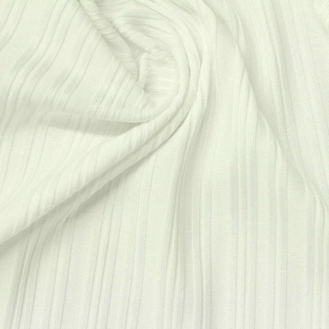 Polyester Stretch Rib Knit Fabric, 180 gsm, 145 cm — White