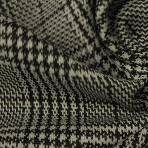 Black Houndstooth Jacquard, Poly-Viscose, 246 gsm