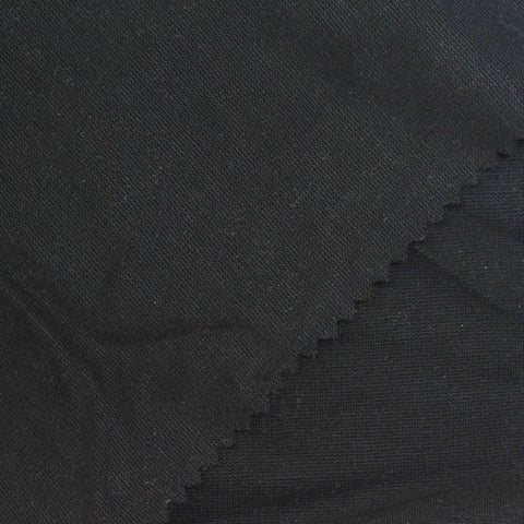 Modal Polyester Stretch Ponte Knit Fabric, 170 gsm, 155 cm — Black