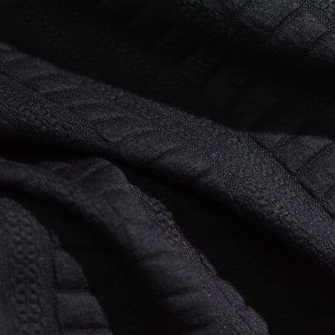 Jacquard Polyester Stretch Knit Fabric, 340 gsm, 160 cm — Black