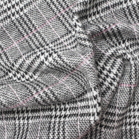 Black Houndstooth Knit, Poly-Viscose, 285 gsm