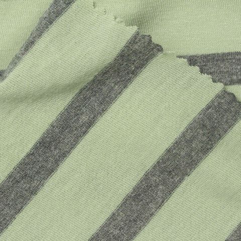 Light Green Horizontal-Stripe Jersey Knit, Polyester, 147 gsm