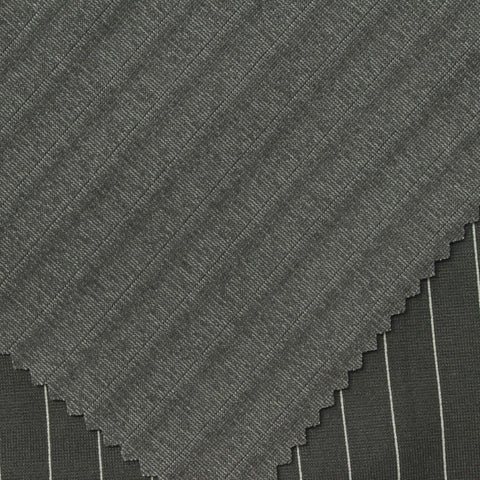 White Vertical-Stripe Ponte Knit, Viscose