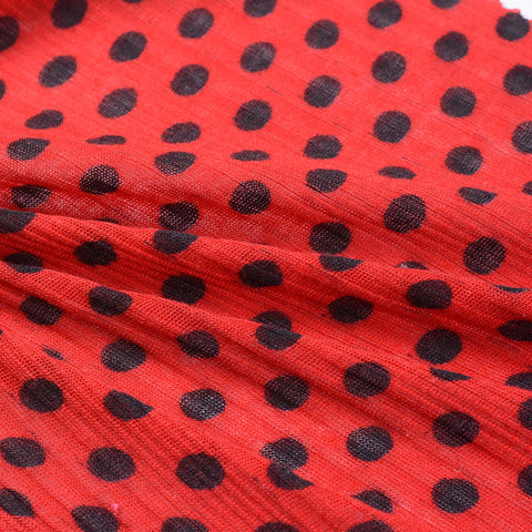 Black Dots Rib Knit, Polyester