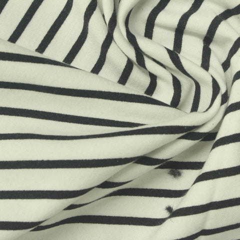 Black Horizontal-Stripe French Terry, Poly-Viscose, 250 gsm
