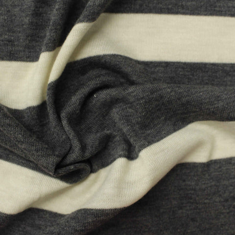 Dark Grey Stripes Jersey Knit, Poly-Viscose, 130 gsm