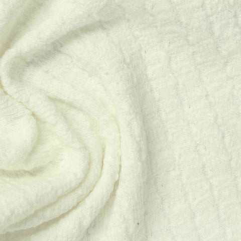 Jacquard Slub Cotton Polyester Stretch Rib Knit Fabric, 330 gsm, 160 cm — Beige