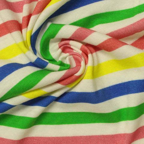 Multicolor Horizontal-Stripe Rib Knit, Cotton