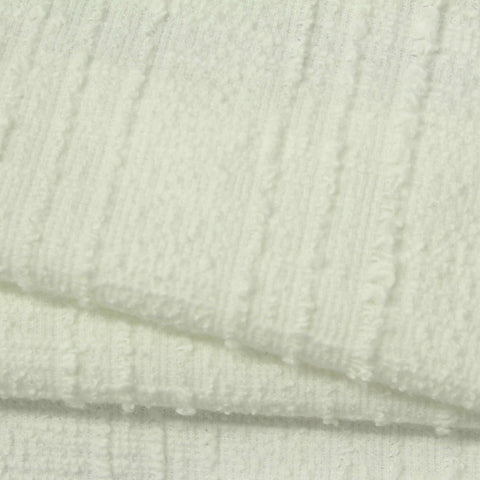 Slub Polyester Cotton Bouclé Fabric, 300 gsm, 160 cm — White