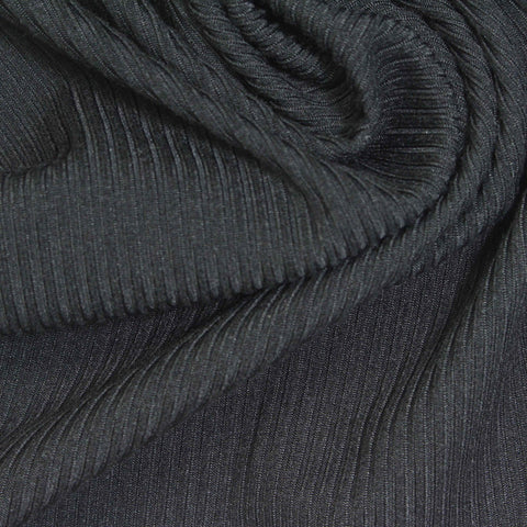 Brushed Polyester Stretch Rib Knit Fabric, 280 gsm, 165 cm — Grey