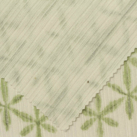 Faded Green Abstract-Floral Rib Knit, Polyester