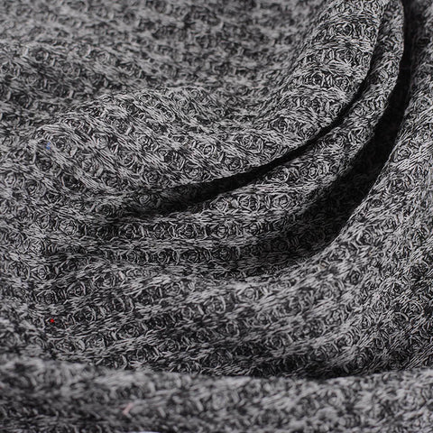 Black Marl Rib Knit, Poly-Viscose, 185 gsm, 160 cm